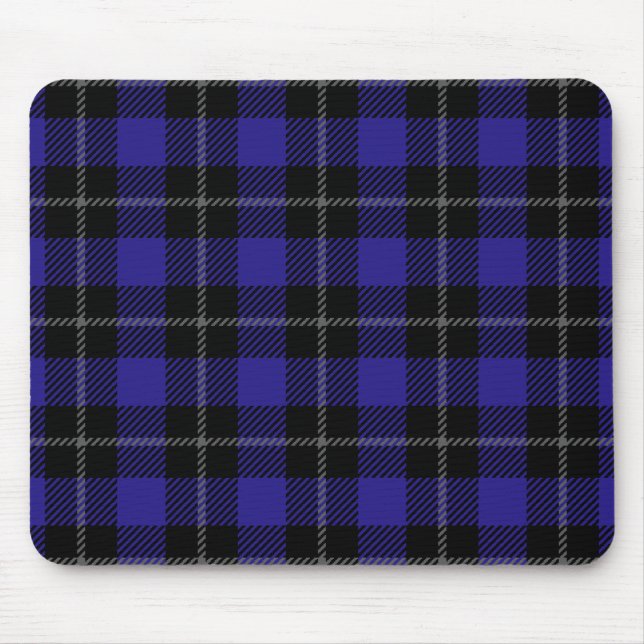 Royal Blue Black Plaid Mouse Pad (Front)