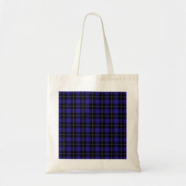 Royal Blue Black Plaid Tote Bag (Front)