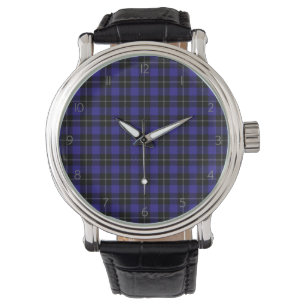 Royal Blue Black Plaid Watch