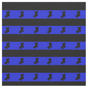 Royal blue, black stripe, black Scottish Terrier Fabric
