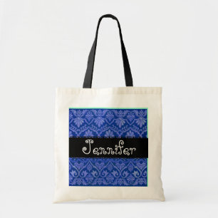 Royal Blue & Black Wedding Damask Bridesmaid Bag