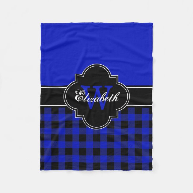 Royal Blue Blk Buffalo Plaid Lumberjack CB 1IQIRN Fleece Blanket (Front)