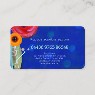 Royal blue blooming bouquet azure royal polka dots business card