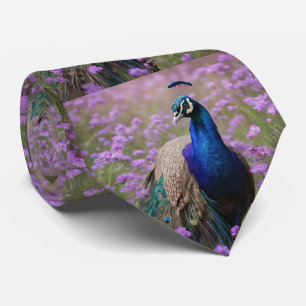 Royal Blue: Blue Peacock In Lavender Field, Tie