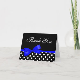 Royal Blue Bow Black Polka Dots Thank You