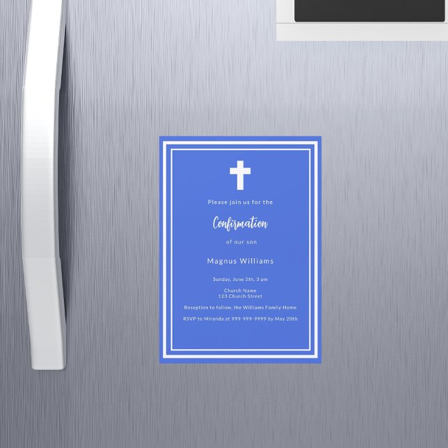 Royal blue boy Confirmation Magnetic Invitation (Creator Uploaded)