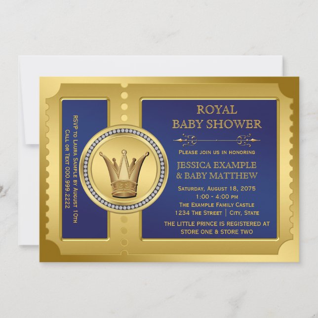 Royal Blue Boys Royal Baby Shower Invitation (Front)