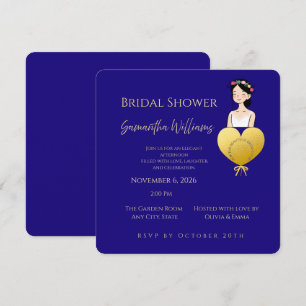 Royal Blue Bridal Shower Invitation – Elegant Gold