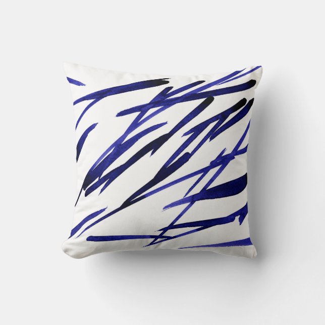 'Royal Blue Brushstrokes' Cushion (Front)