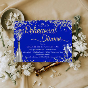 Royal Blue Bubbly Minimal Rehearsal Dinner Invitat Invitation