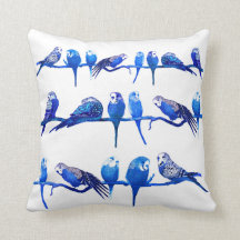Royal Blue Budgie Bird Parrot Cushion Pillow