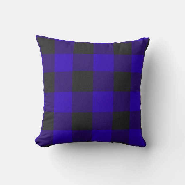 Royal Blue Buffalo Plaid Check Accent Cushion (Front)
