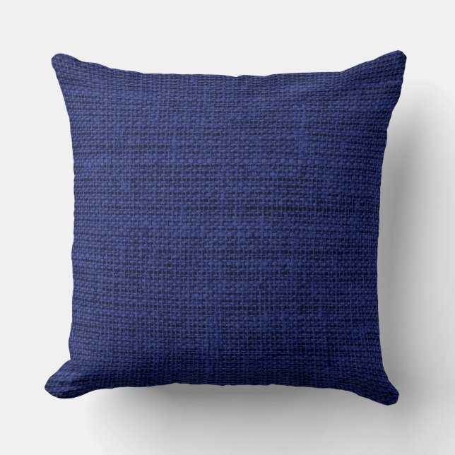 Royal blue Burlap Rustic Linen Cushion (Front)