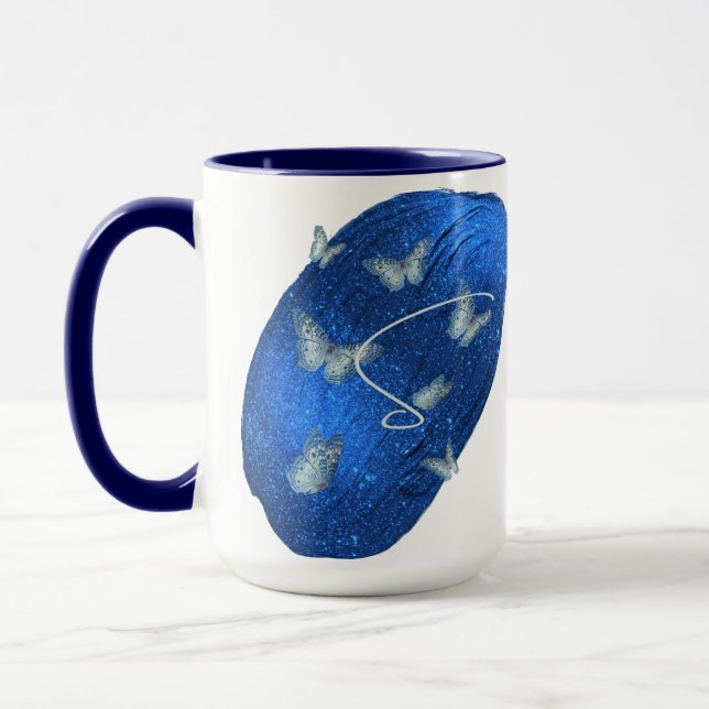 Royal Blue Butterflies Initials Letter S Monogram  Mug (Left)