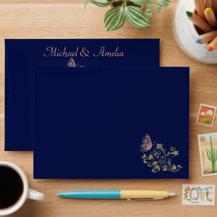 Royal Blue Butterfly Wedding Card Envelope