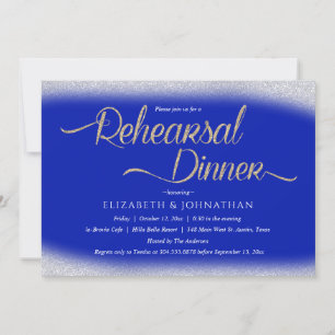 Royal Blue Calligraphy Minimal Rehearsal Dinner I Invitation