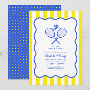 Royal Blue & Canary Yellow Tennis Bridal Shower Invitation