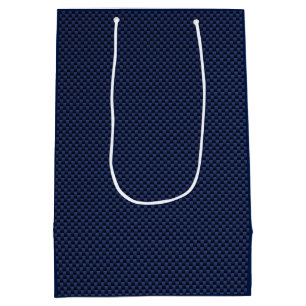 Royal Blue Carbon Fibre Style Weave Print Medium Gift Bag