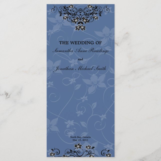 Royal Blue Chandelier Floral Wedding Program Programme (Front)