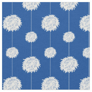 Royal Blue Cheerleader Pom Pom Pattern Fabric