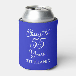 Royal Blue Cheers to 55 Years 55th Birthday Can Cooler