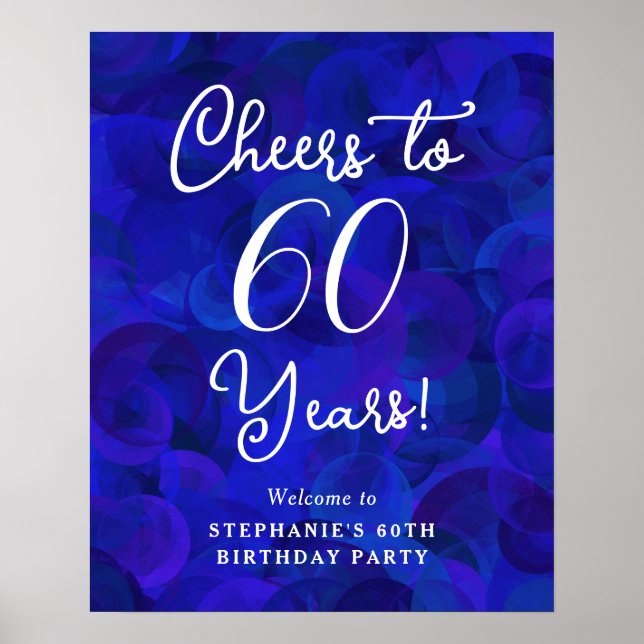 Royal Blue Cheers to 60 Years 60th Birthday Poster (Front)