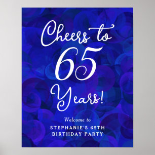 Royal Blue Cheers to 65 Years Birthday Welcome Poster