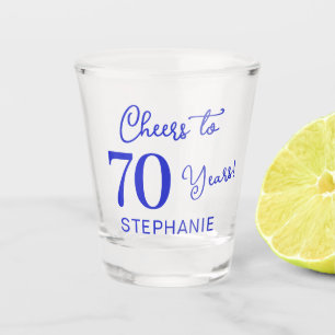 Royal Blue Cheers to 70 Years 70th Birthday Shot Glass