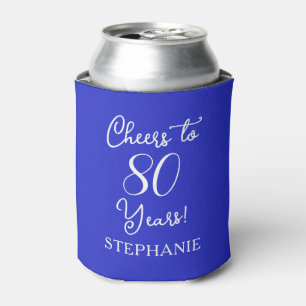 Royal Blue Cheers to 80 Years 80th Birthday Can Cooler