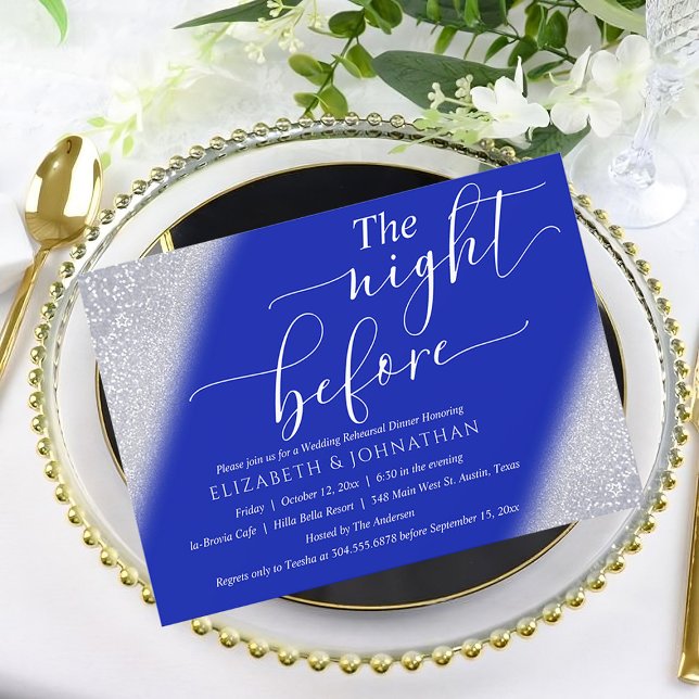 Royal Blue Chic The Night Before Rehearsal Dinner  Invitation (Creator Uploaded)
