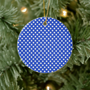 Royal Blue Combination Polka Dots by STaylor Ceramic Tree Decoration