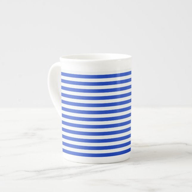 Royal Blue Combination Stripes by Shirley Taylor Bone China Mug (Front Left)