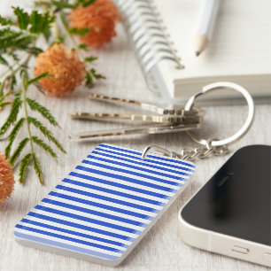 Royal Blue Combination Stripes by Shirley Taylor Key Ring