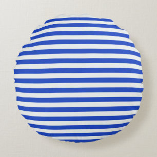 Royal Blue Combination Stripes by Shirley Taylor Round Cushion