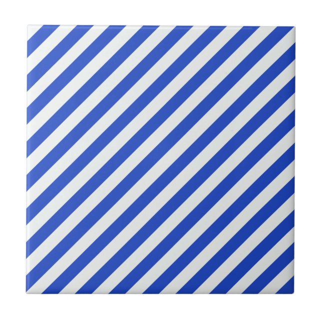 Royal Blue Combination Stripes by Shirley Taylor Tile (Front)