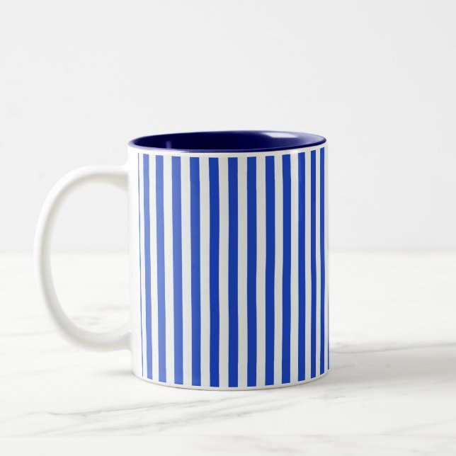 Royal Blue Combination Stripes by Shirley Taylor Two-Tone Coffee Mug (Left)