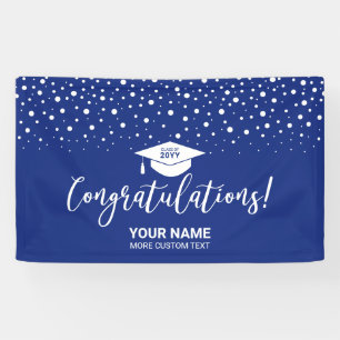 Royal Blue Confetti Congratulations Graduation Banner