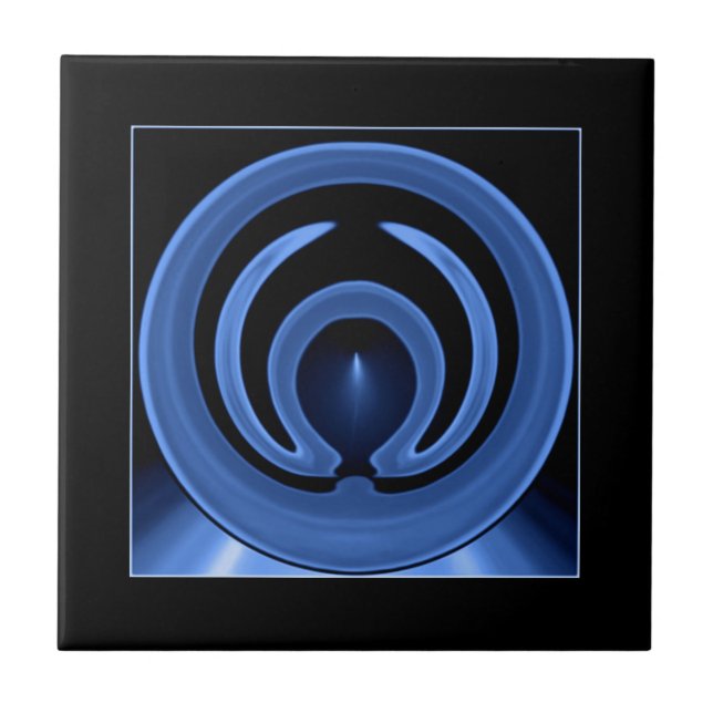 Royal Blue Contemporary Abstract Art Tile (Front)
