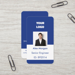 Royal Blue Corporate Executive Photo ID Badge Business Card