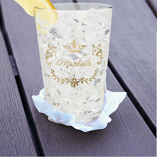 Royal Blue Crown Crest Personalised  Glass