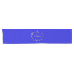 Royal Blue Crown Crest Personalised   Short Table Runner