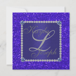 Royal BLUE Crystal Wedding INVITATION