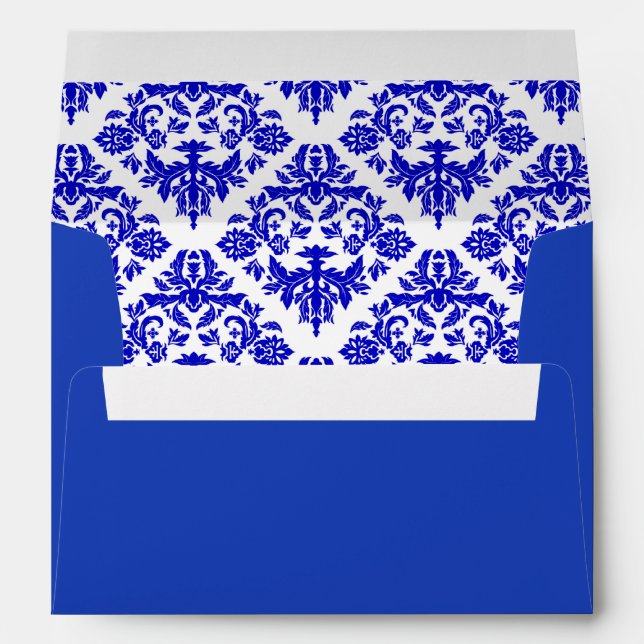Royal Blue Damask Envelope (Back (Bottom))