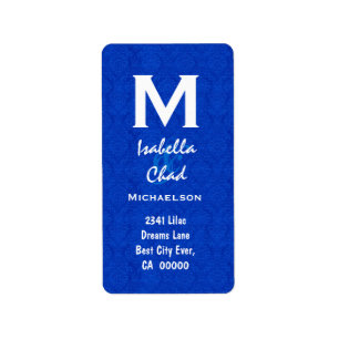 Royal Blue Damask Monogram V568 Label