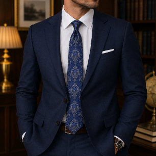 Royal Blue Damask Tie