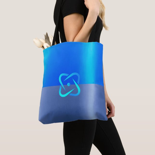 Royal Blue & Dark Blue Metallic Effect Chic Tote Bag (Close Up)