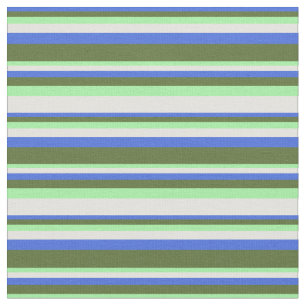 Royal Blue, Dark Olive Green, Green & Light Yellow Fabric