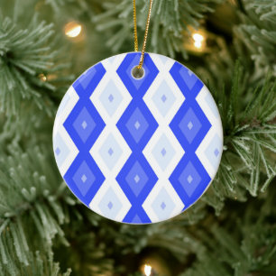 Royal blue diamond pattern ceramic tree decoration