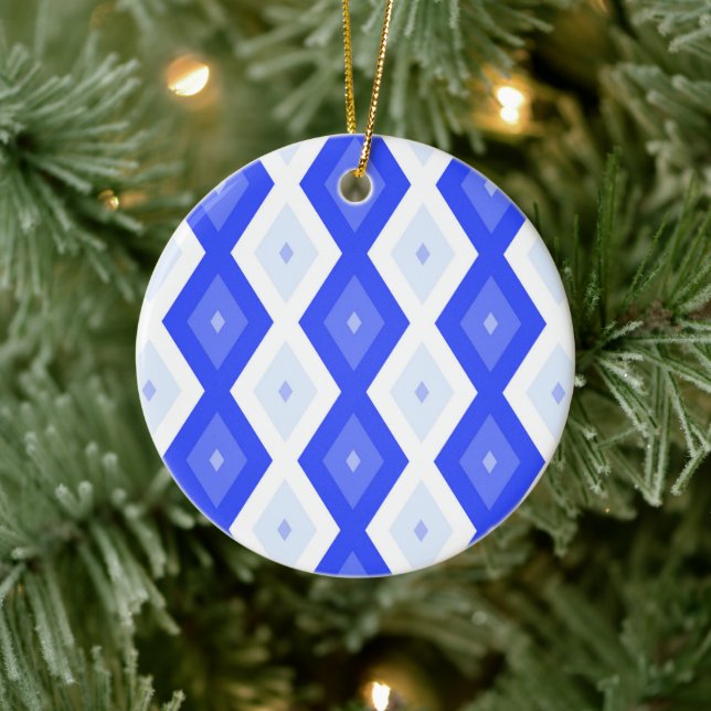 Royal blue diamond pattern ceramic tree decoration (Tree)