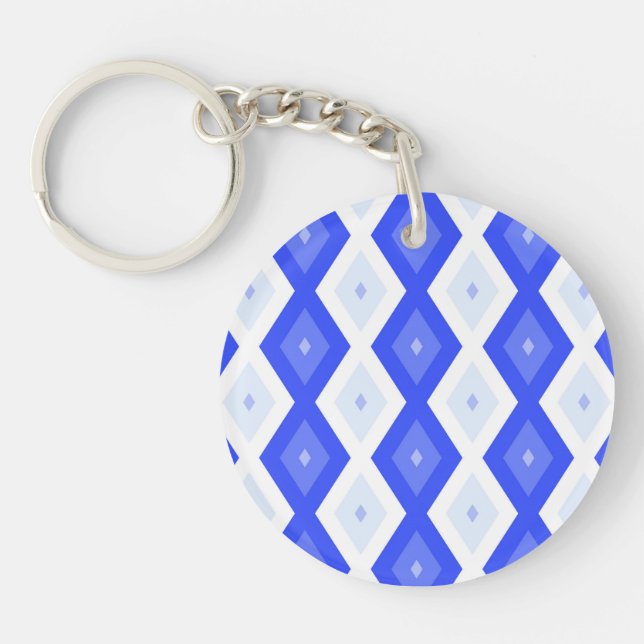 Royal blue diamond pattern key ring (Front)